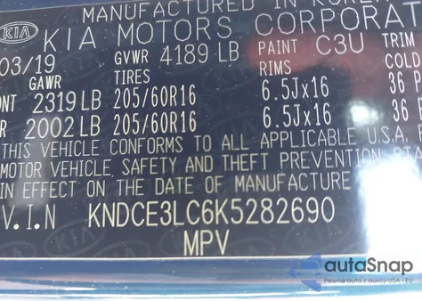 2019 Kia Niro Ex z USA, uszkodzony, nr VIN KNDCE3LC6K5282690